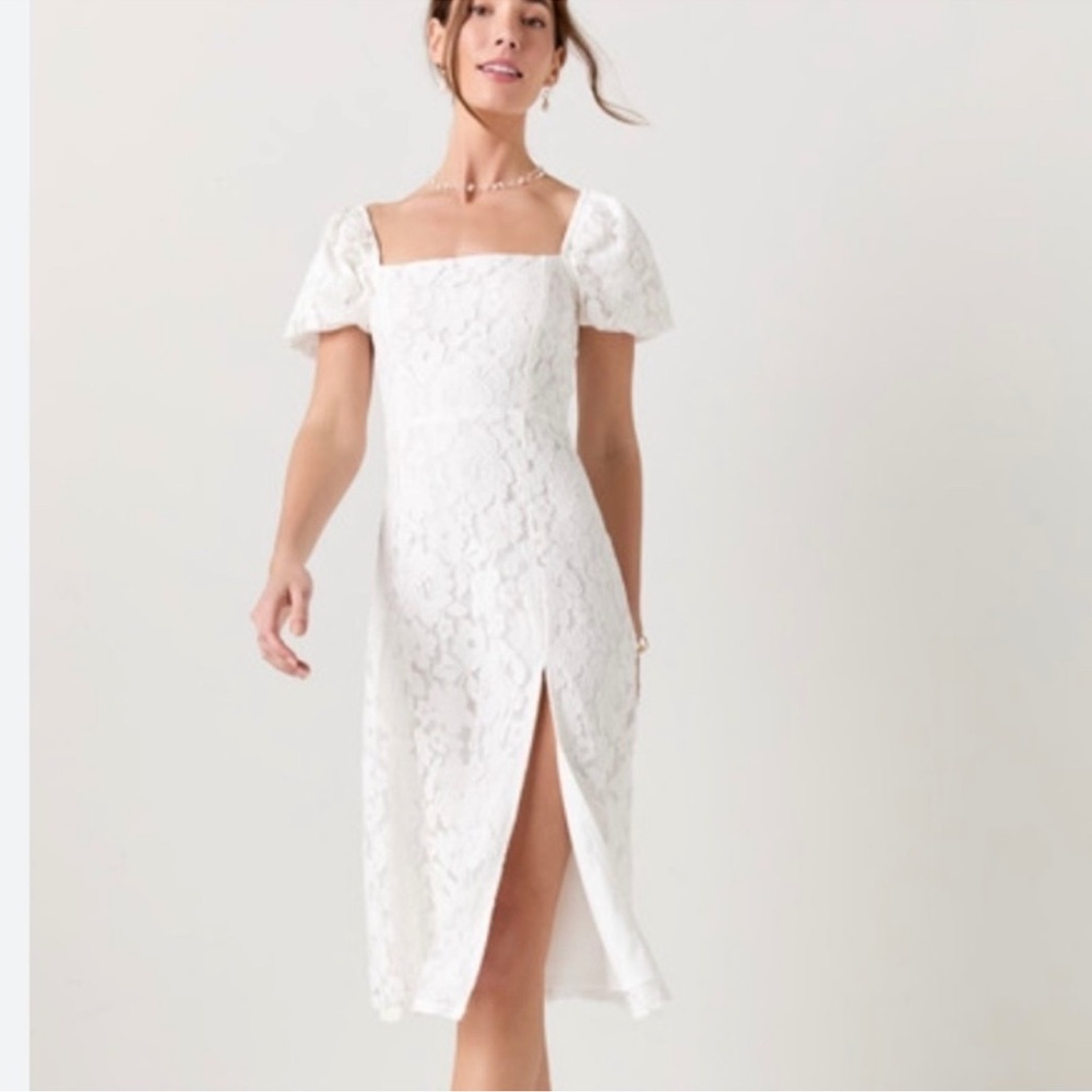 Elegant White Lace Dress - Francesca’s midi dress